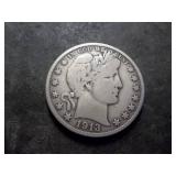 1913 S Barber Half Dollar