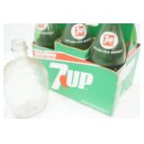 Vintage 7up Liters (4ct) and Mt. Rushmore Log Cabin Syrup glass jar