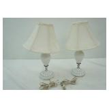 White Hobnail Milk Glass Lamps 16" tall