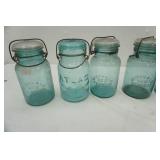 Vintage Canning Jars-blue colored