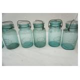 Vintage Canning Jars-blue colored