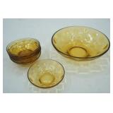 Vintage Hazel Atlas Eldorado Gold amber glass bowls