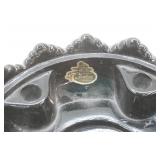 Fenton black hobnail glass pedestal candle holder