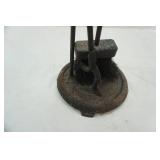 Fireplace poker, broom, & stand