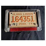 Harley Davidson License Plate Frame & MN License Plate from 1975