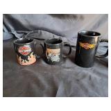 Harley Davidson Coffee mug lot, & 1 Piggy Bank