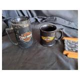 Harley Davidson Coffee mug lot, & 1 Piggy Bank