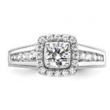 1.00 Carat Diamond halo Engagement Ring 14K White Gold Stunning Retail $ 2900