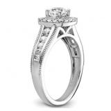 1.00 Carat Diamond halo Engagement Ring 14K White Gold Stunning Retail $ 2900
