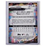 Carlos Correa Rare Black Refractor 2024 Topps Finest No. 251, Numbered 59/75