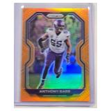 Anthony Barr 2020 Panini PRIZM Orange Refractor Football Card No. 221, Numbered 1/249