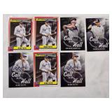 Lot of 7 Yankee Hall of Famers Cards including Babe Ruth, Mickey Mantle, and Derek Jeter