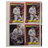 Lot of 7 Yankee Hall of Famers Cards including Babe Ruth, Mickey Mantle, and Derek Jeter