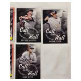 Lot of 7 Yankee Hall of Famers Cards including Babe Ruth, Mickey Mantle, and Derek Jeter