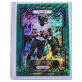 Lamar Jackson 2023 Panini Prizm Green Wave Refractor No. 18