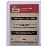 Sonny Gray 2022 Topps Chrome Platinum On Card Auto No. CPA-SG