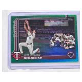 2024 Topps Minnesota Twins Baseball Card - Say Cheese! Picture Perfect Play Green Foil SP No. 81 and Numbered 82/99