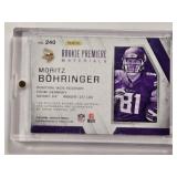 Moritz Bohringer Rookie 2016 Panini Absolute Premiere Materials Patch and Auto No. 240, Numbered 491/499