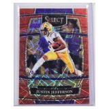 Justin Jefferson 2022 Panini Select Draft Picks Laser Prizm LSU Football Trading Card No. 49