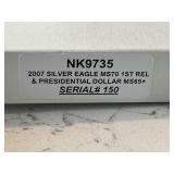 2007 Silver Eagle MS70 and Presidential Dollar MS65 ICG Set #150 of 895