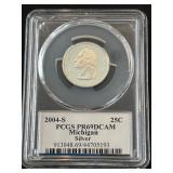 2004-S Washington Silver Quarter Michigan Proof PCGS PR69 Deep Cameo