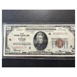 1929 Brown Seal $20 Dollar National Currency Chicago