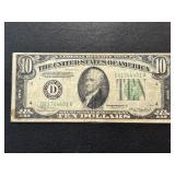 1934 A Green Seal $10 Dollar Federal Reserve Note