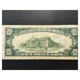 1934 A Green Seal $10 Dollar Federal Reserve Note