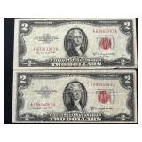 1953 B Red Seal $2 Dollar Notes