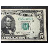 1950 C Green Seal $5 Dollar Federal Reserve Note