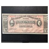 1914 C 5 Peso Note Bank of Chihuahua