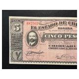 1914 C 5 Peso Note Bank of Chihuahua