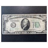 1934 A Green Seal $10 Dollar Federal Reserve Note