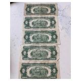 1953 Red Seal $2 Dollar Notes