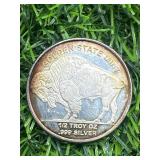 1/2oz .999 Silver Bison / Sioux Round (amazing rainbow toning)