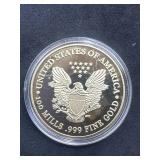 1oz Walking Liberty Plated in 24kt Gold