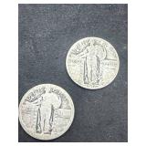 Lot of 2 Walking Liberty Quarters