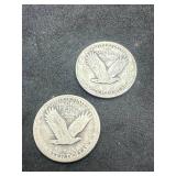 Lot of 2 Walking Liberty Quarters