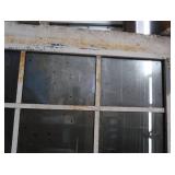 A SET OF TWO HEAVY DUTY STEEL AND GLASS METAL SAFETY DOORS