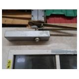 A SET OF TWO HEAVY DUTY STEEL AND GLASS METAL SAFETY DOORS
