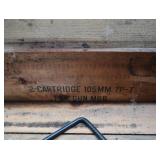 VINTAGE AMMUNITION BOX WITH 4 SUNFLOWER PROPANE HEATERS AND BUCKET HEATER