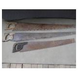 VERY VINTAGE LOT OF 3 TIMBER HAND SAWS