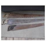 VERY VINTAGE LOT OF 3 TIMBER HAND SAWS