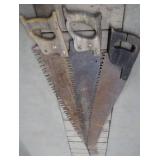 VERY VINTAGE LOT OF 3 TIMBER HAND SAWS
