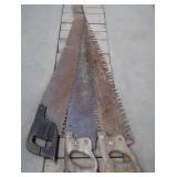 VERY VINTAGE LOT OF 3 TIMBER HAND SAWS
