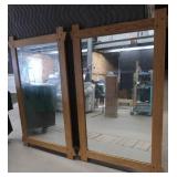 TWO IDENTICAL WOODEN FRAME MIRRORS