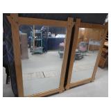 TWO IDENTICAL WOODEN FRAME MIRRORS