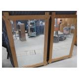 TWO IDENTICAL WOODEN FRAME MIRRORS