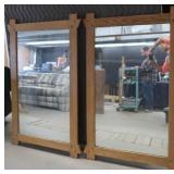 TWO IDENTICAL WOODEN FRAME MIRRORS