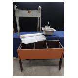 STAND UP PLANTER, HAND WASHING SINK , PLASTIC SHEATING ROLL, AND BONUS METAL STAND
